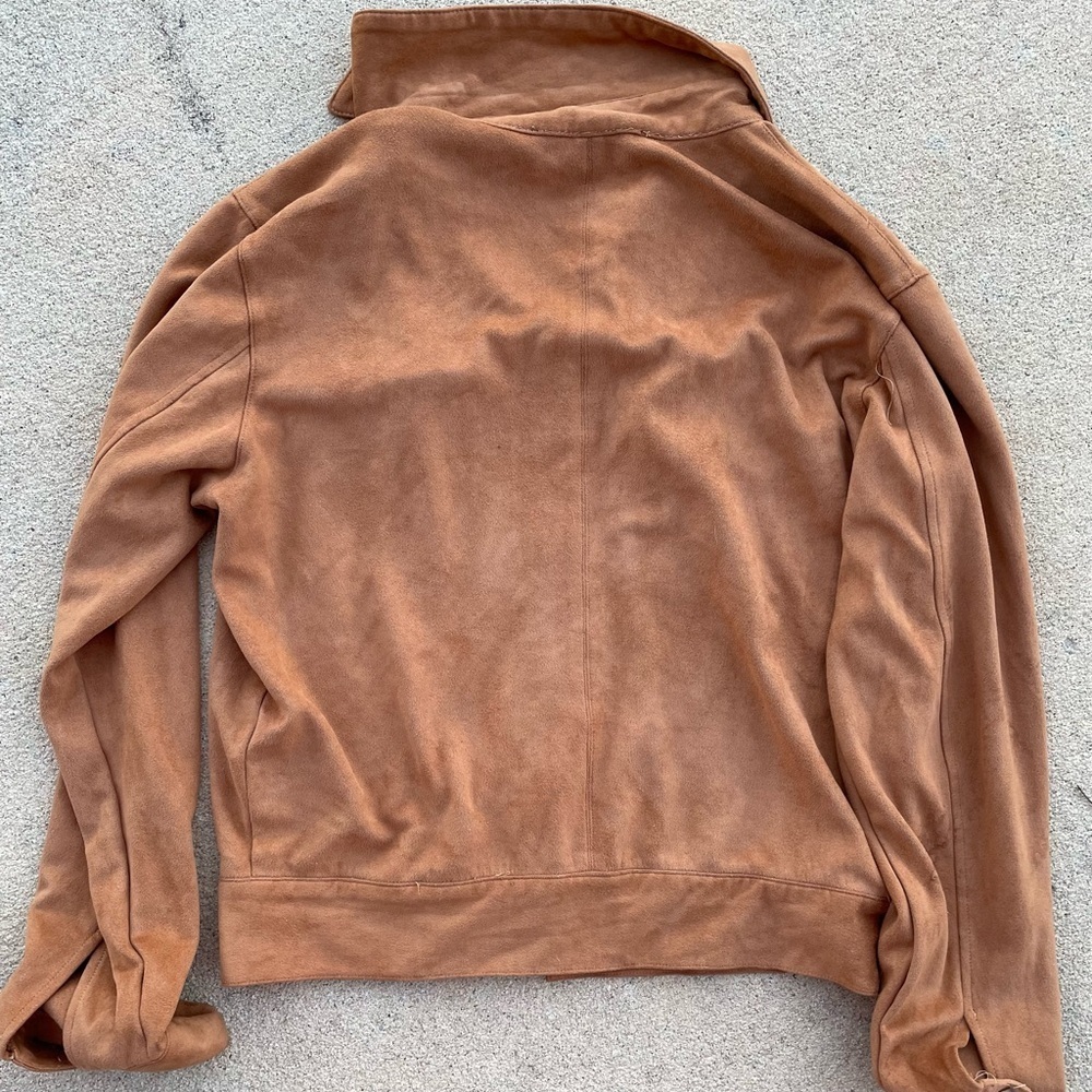 Kendall + Kylie Faux Suede Button-Front Cropped Tan Shirt Jacket Size Small - Picture 3 of 5